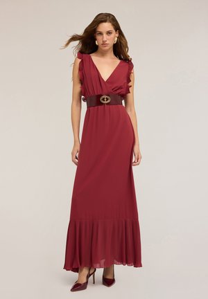 LUNGO CON BORDO PLISSÉ - Maxi dress - bordeaux