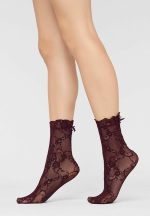Calzedonia, FLORAL LACE SOCKS - Socken - burgundy