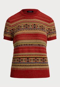 GEO STRIPED SHORT SLEEVE SWEATER - Potiskana majica - red/multi-colored