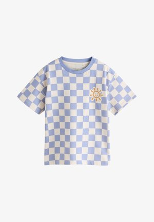 Next, SHORT SLEEVE ALL OVER PRINT - Tričko s potlačou - blue white checkerboard sun
