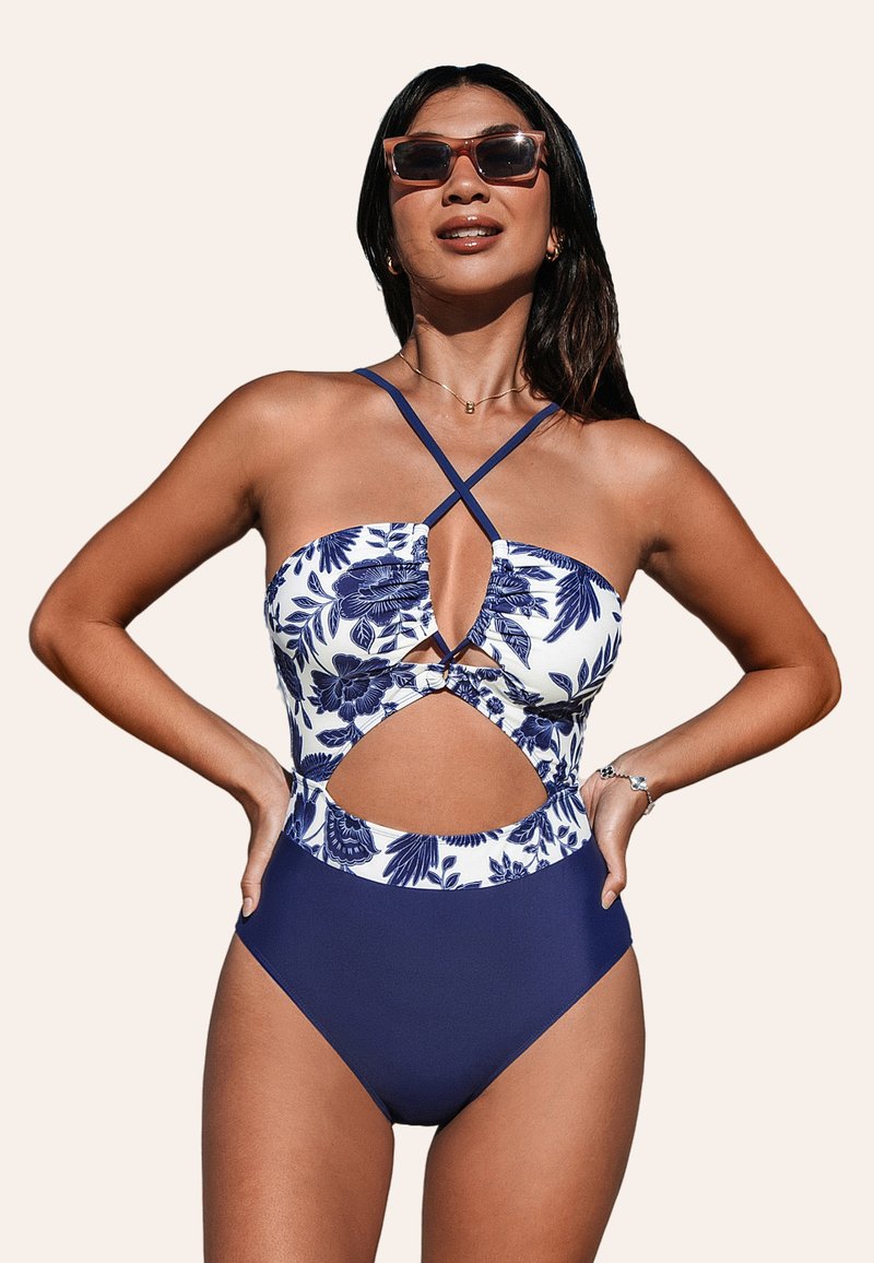 Cupshe CAPTIVATING TROPICAL ESCAPE  - Maillot de bain - dark blue floral