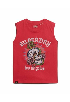Superdry & Co, TATTOO RHINESTONE - Top - risk red