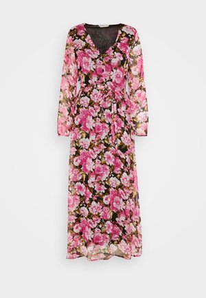 ONLY, ONLSAGA V NECK BUTTON DRESS - Vestito lungo - black/rosemary/flower