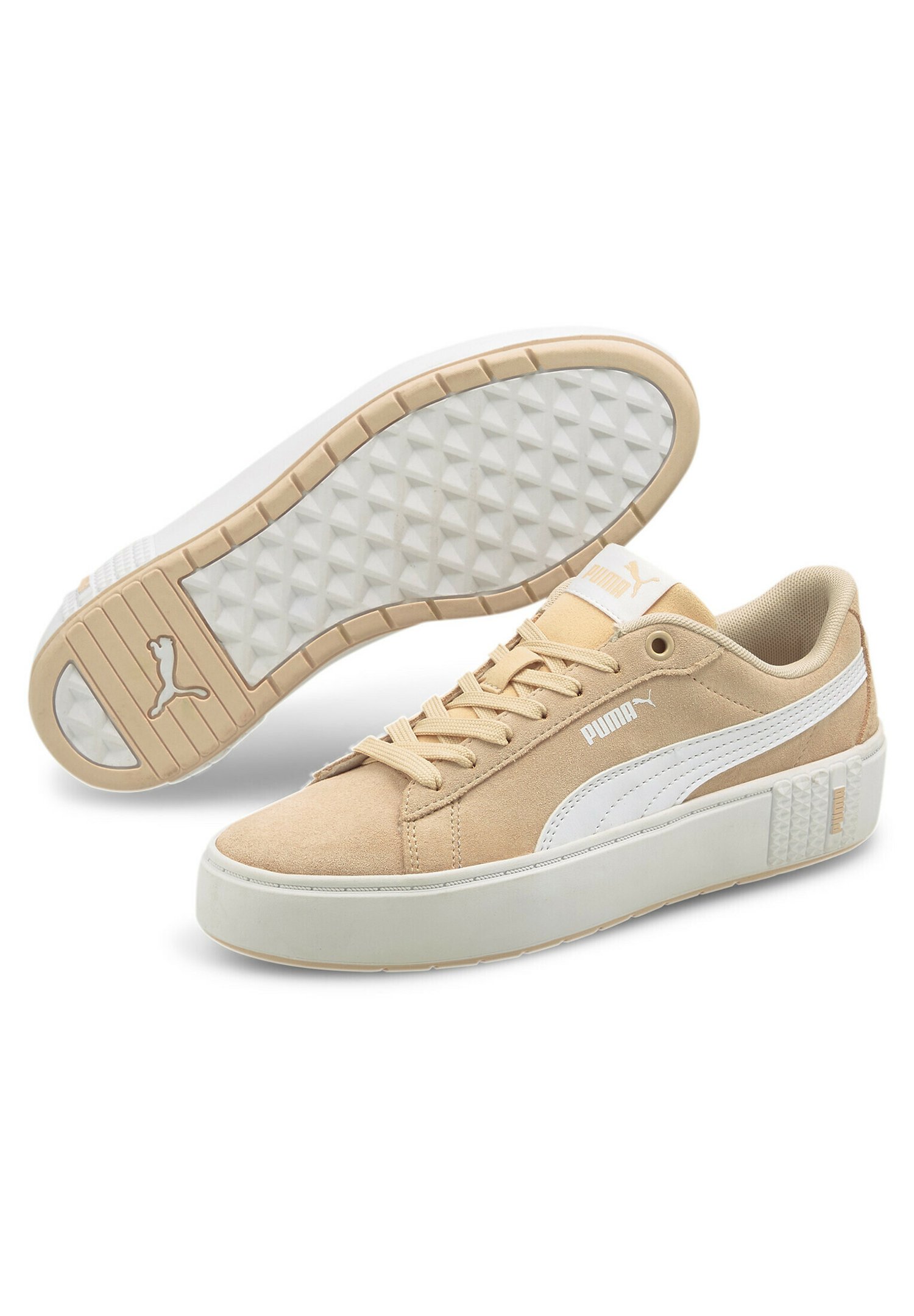 Puma SMASH PLATFORM V2 SD - Sneakers laag - shifting sand-puma  white/donkerroze - Zalando.nl