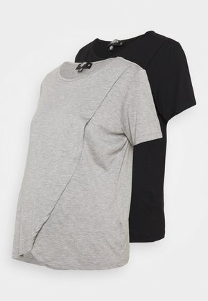 NURSING SHIRT 2 PACK - Jednoduché triko - grey marl/black