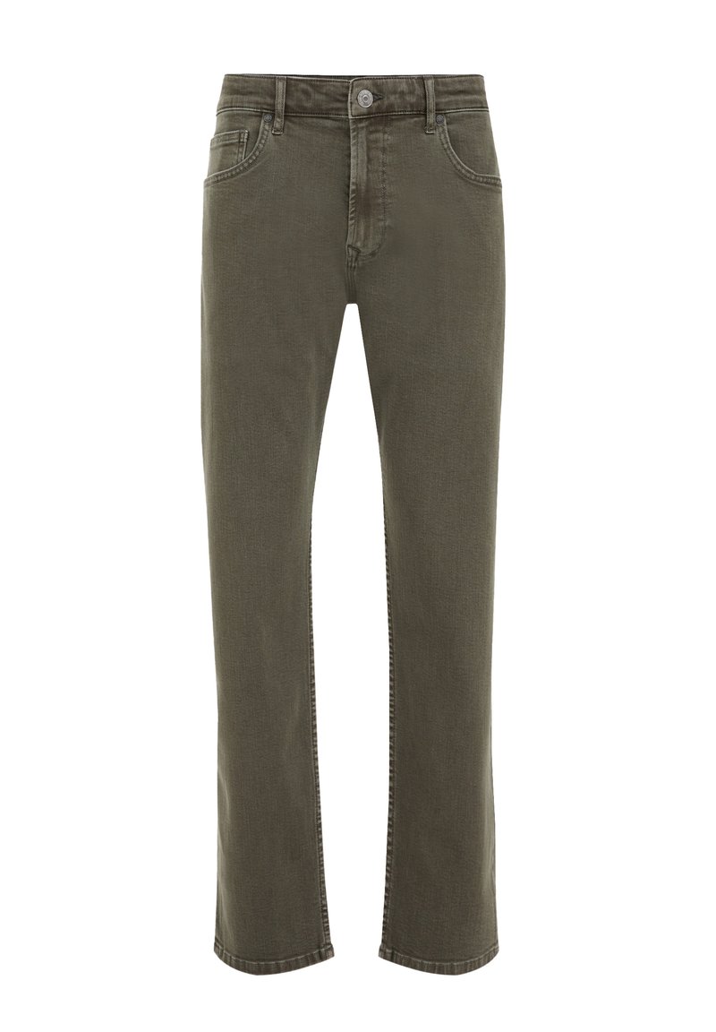 WE Fashion Straight leg jeans donkergroen gemêleerd