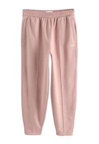 Lichtroze joggingbroek met elastische tailleband, twee zijzakken en subtiele stikdetails. Voorzien van een logo aan de voorkant aan de linkerkant.
