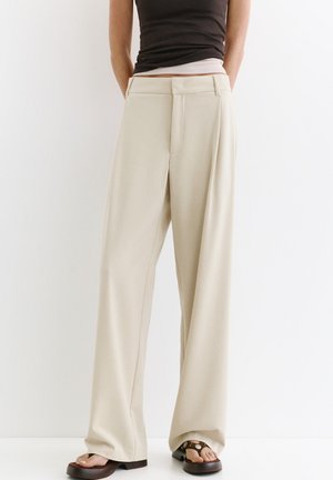 PULL&BEAR TAILORED WITH DARTS - TROUSERS - Housut - mottled beige