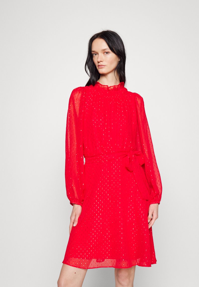 DKNY BALLOON RUFFLED DRESS BELT Cocktailjurk elegant red/gold