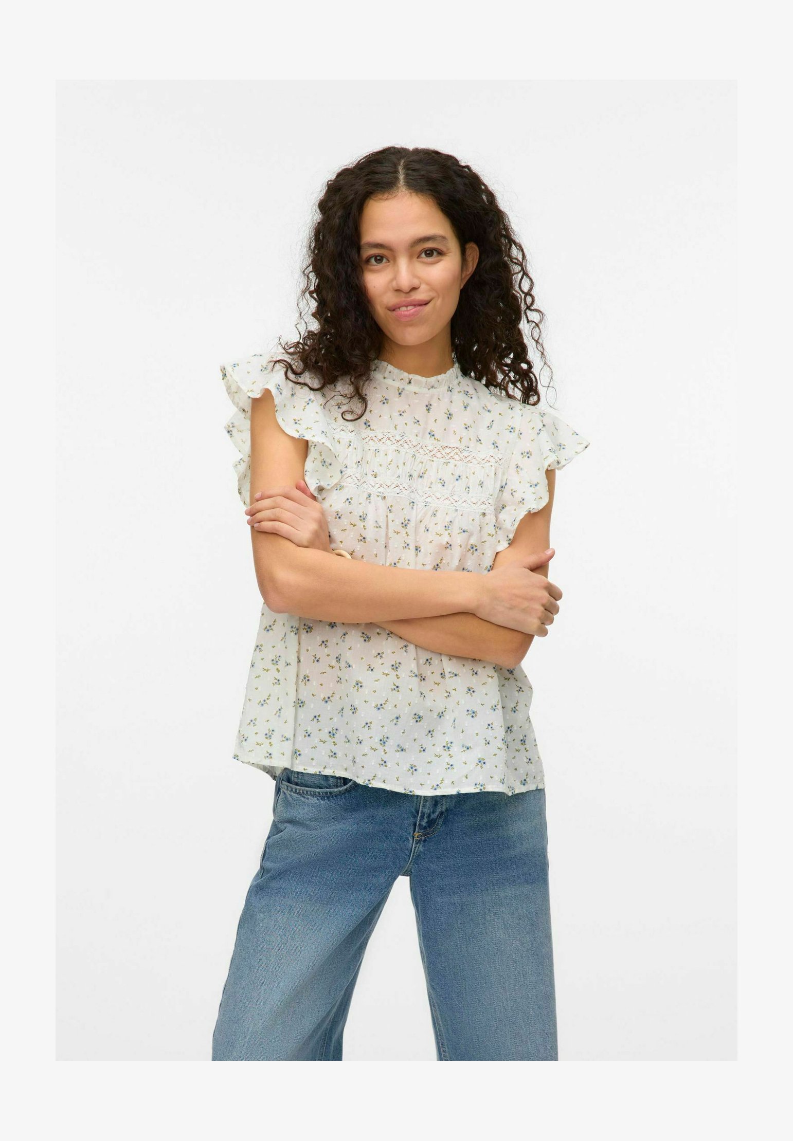 VERO MODA Vmtrine Top In Pizzo 3/4 - Girocollo Senza Maniche, Donna