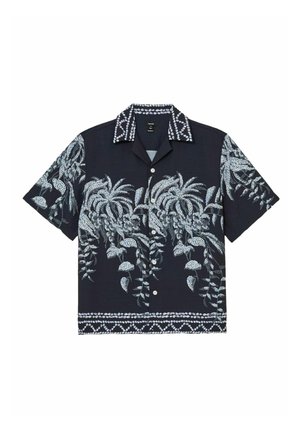 Reiss, REGULAR FIT - CAMINO PALM-PRINT CUBAN-COLLAR SHIRT . - Ing - navy