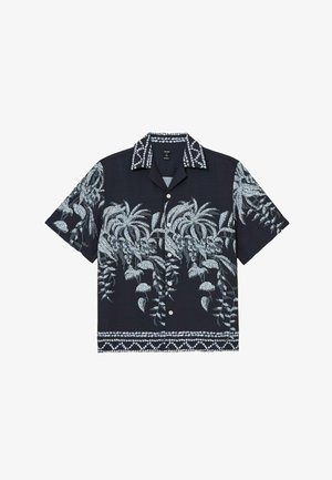 Reiss, REGULAR FIT - CAMINO PALM-PRINT CUBAN-COLLAR SHIRT . - Ing - navy