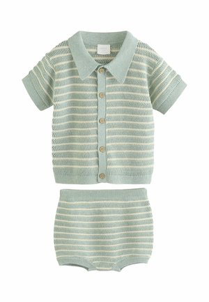 SET - Pantaloni scurți - sage green stripe