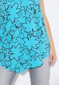 Ulla Popken FLOWER OUTLINE POINTED HEM TANK - Top - deep aqua