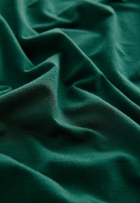 Tissu vert avec des plis doux et une texture visible, créant des ombres et des reflets doux.