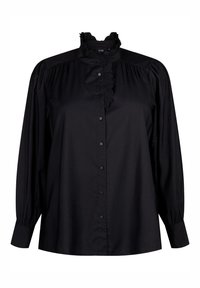 Zizzi MIT RUFFLES - Nööpidega pluus - black