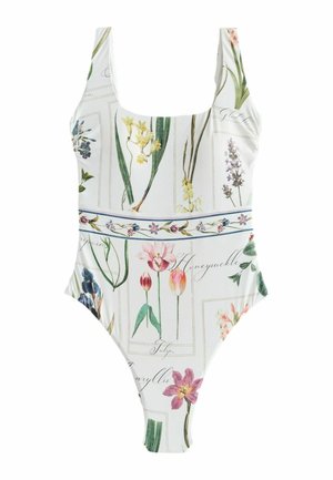 REGULAR FIT - SCOOP SQUARE NECK SWIMSUIT  . - Swimsuit - white floral