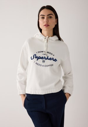 SOFTES PAILLETTENSCHRIFT - Sweat à capuche - off white