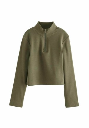 BOXY ZIP NECK - REGULAR FIT - Neule - khaki green