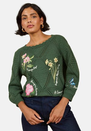 Love & Roses, Strickpullover - forest green