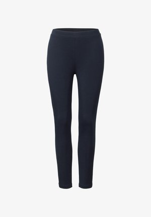 Leggings bleu marine en matériau extensible, avec une texture lisse et un design ajusté avec une taille haute pour plus de confort.
