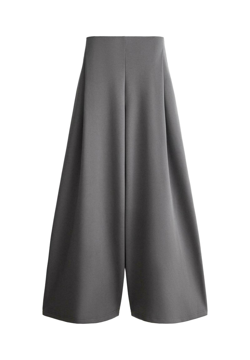 OYSHO HIGH-RISE WIDE-LEG PIQUÉ - Kalhoty - mottled grey/skvrnitě šedá ...