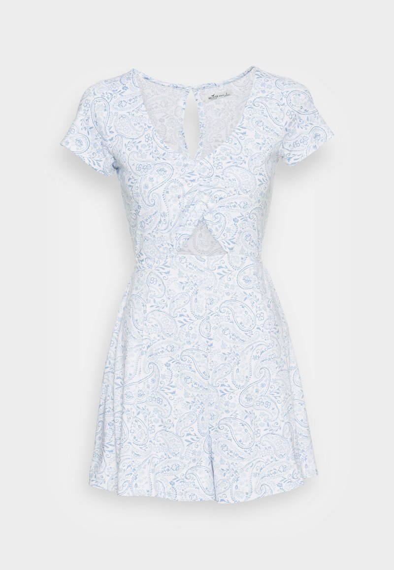 Damen Freizeitkleider | Hollister Co. CUTOUT ROMPER Jerseykleid white/blue paisley/blau - KK71601 Damen Freizeitkleider | Hollister Co. CUTOUT ROMPER Jerseykleid white/blue paisley/blau - KK71601