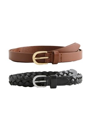 Next SKINNY PLAIT 2 PACK   - Bælter - black plain tan