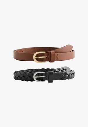 Next SKINNY PLAIT 2 PACK - Bælter - black plain tan