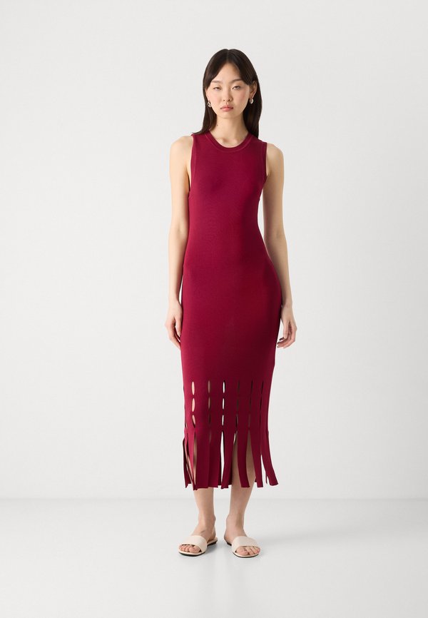 DRESS WITH FRINGE DETAIL - Jersey dress - beet2