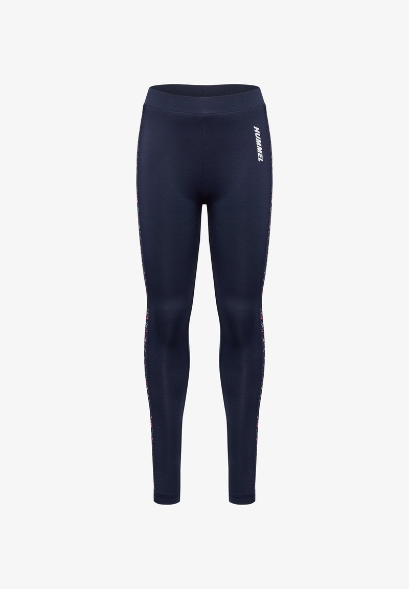 Maritime leggings med høy midje, med mønstrede detaljer langs sidene og merkevaretekst foran. Glatt, elastisk stoff.