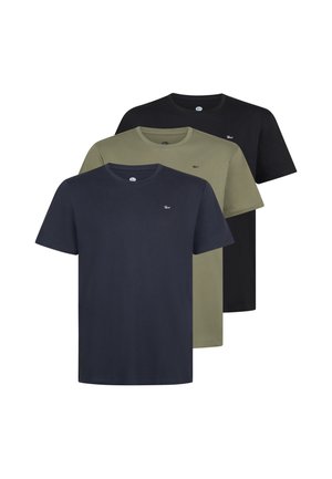 Petrol Industries, PLUS SIZE 3-PACK T-SHIRTS JOURNEY - T-Shirt basic - black army navy