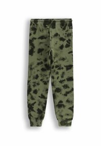 Zielone dresy tie-dye z czarnym wzorem, wykonane z miękkiego materiału. Elastyczny pas i mankiety; na boku znajduje się mała zawieszka marki.