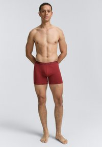 Burgunderfarbene Boxershorts mit einem weichen elastischen Bund. Der Stoff ist glatt und körpernah geschnitten, entworfen für Komfort und Unterstützung.