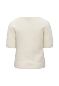 Kortermet, luftig strikkegenser i offwhite. Har en vid halsutringning og en myk tekstur. Designet for en avslappet passform.