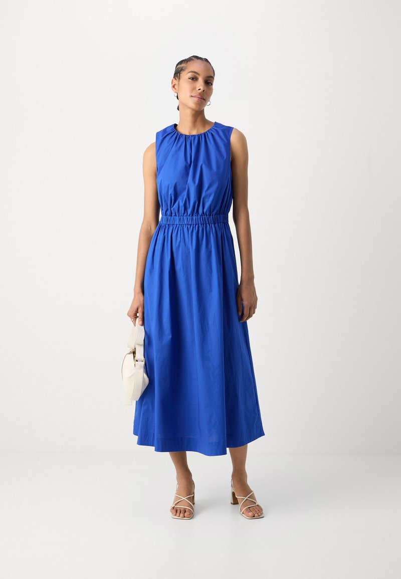 esprit blue dress GATHERD MIDI - Day Type | Midi Plus Size Off the Color:Natural undyed flax