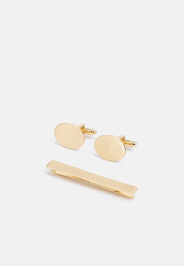 OVAL CUFFLINK AND TIE PIN SET - Kalvosinnapit - gold-coloured