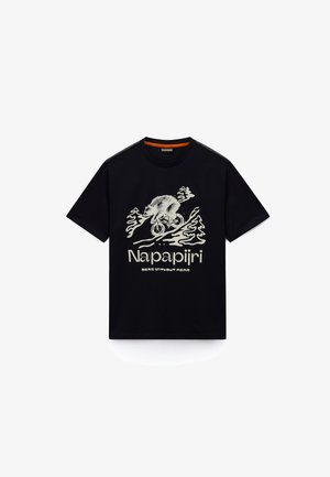 Napapijri, CABIN WHITE WHISPER - Print T-shirt - black beauty