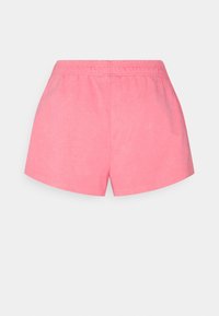 Rosa bomullsshorts med elastisk midja, med en slät textur och en enkel, odekorerad design, lämpliga för vardagligt bruk.