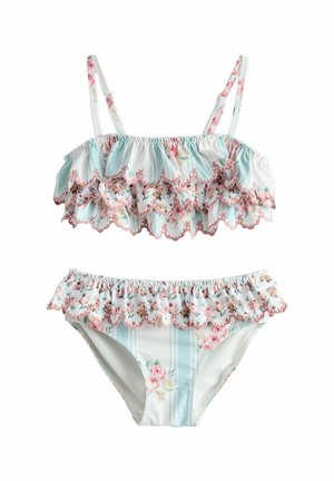 Next REGULAR FIT - FRILL BRODERIE SET - Bikini - blue stripe floral