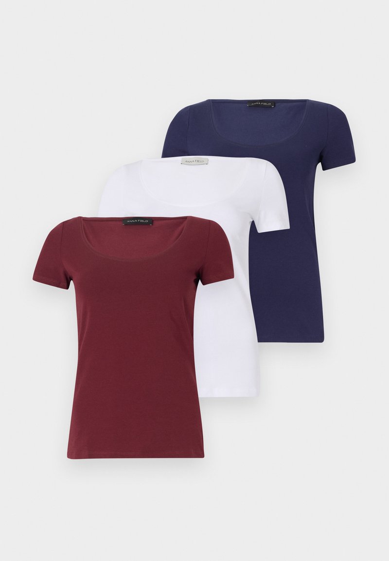 Anna Field T-shirt basic donkerrood