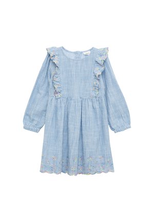 MIT STREIFENMUSTER UND STICKEREIEN - Robe de jour - royalblau
