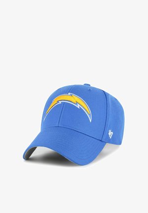 Blue baseball cap with a yellow lightning bolt logo on front and white '47 brand logo on side, displayed on white background.