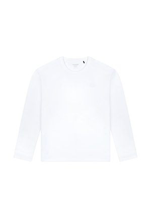Vit långärmad t-shirt i bomull. Har en rund halsringning, broderad logotyp på vänster bröst och rak fåll.