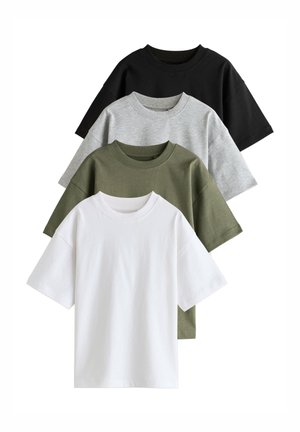 Next 4 PACK STANDARD - T-Shirt basic - black white grey khaki