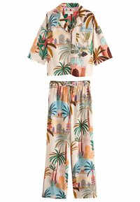 Next - REGULAR FIT - SHORT SLEEVE BUTTON THROUGH SET - Pyjama set - pink palms Thumbnail Image 1