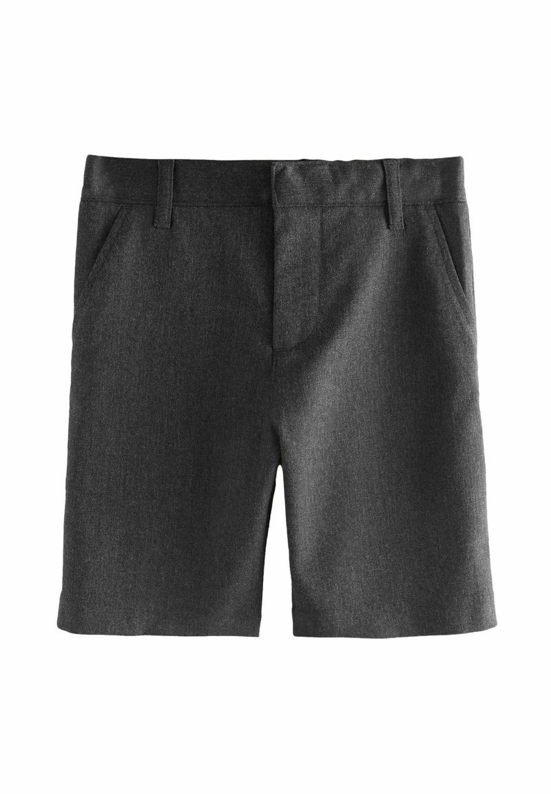 Graue Shorts aus strukturiertem Stoff, mit einem klassischen Design und zwei seitlichen Taschen sowie einem eng anliegenden Bund.