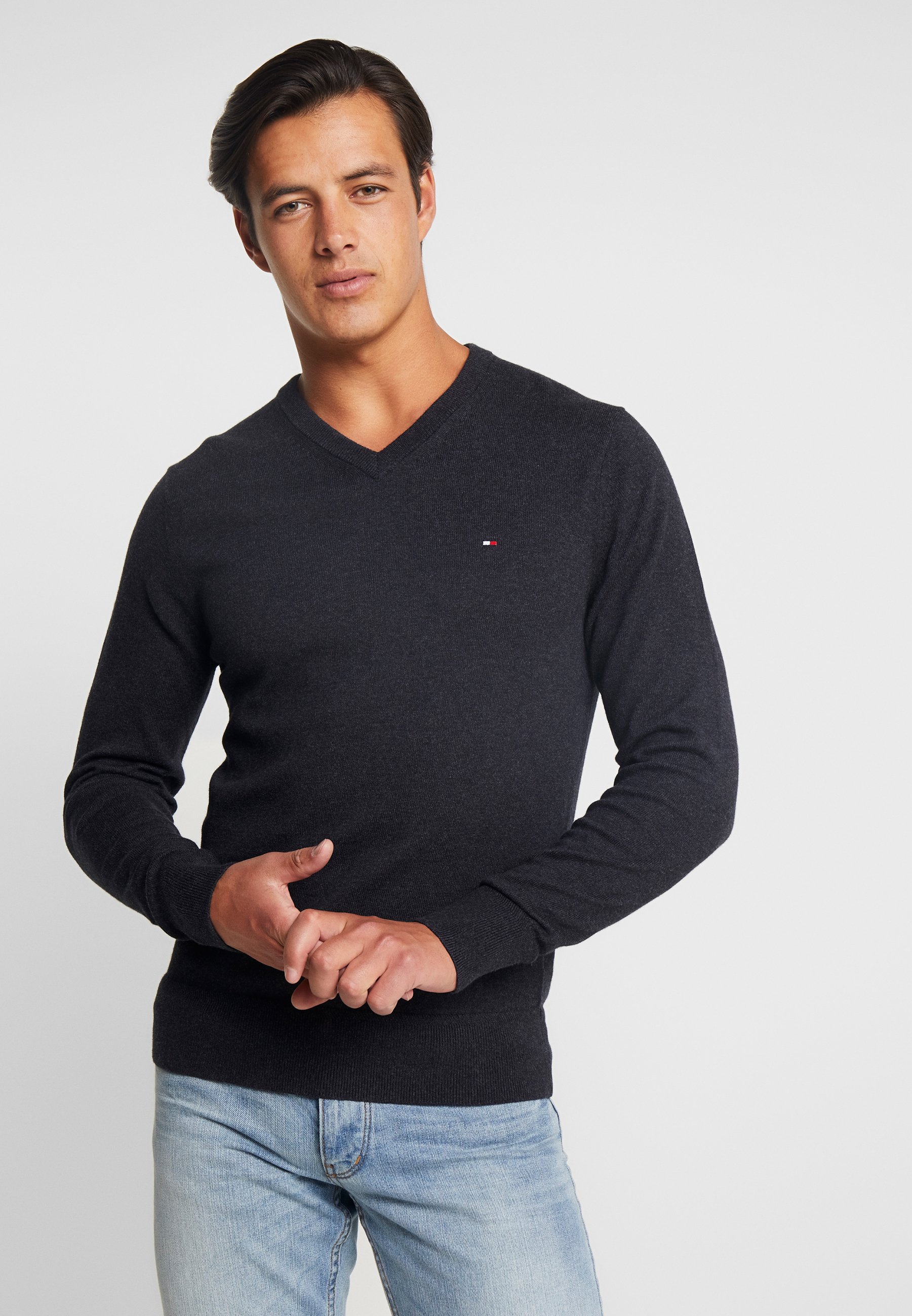 Tommy Hilfiger PIMA V NECK - Maglione - black/nero - Zalando.it