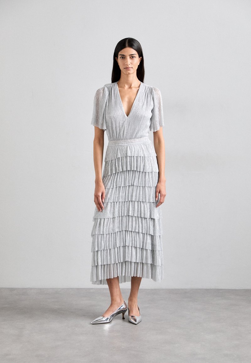 maje silver dress Draped lurex dress Black / Gray For Women
