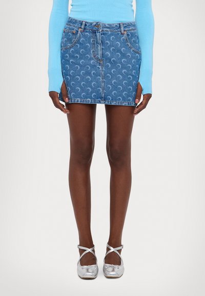 MARINE SERRE MOON LASER MINI SKIRT - Τζιν φούστα - light blue